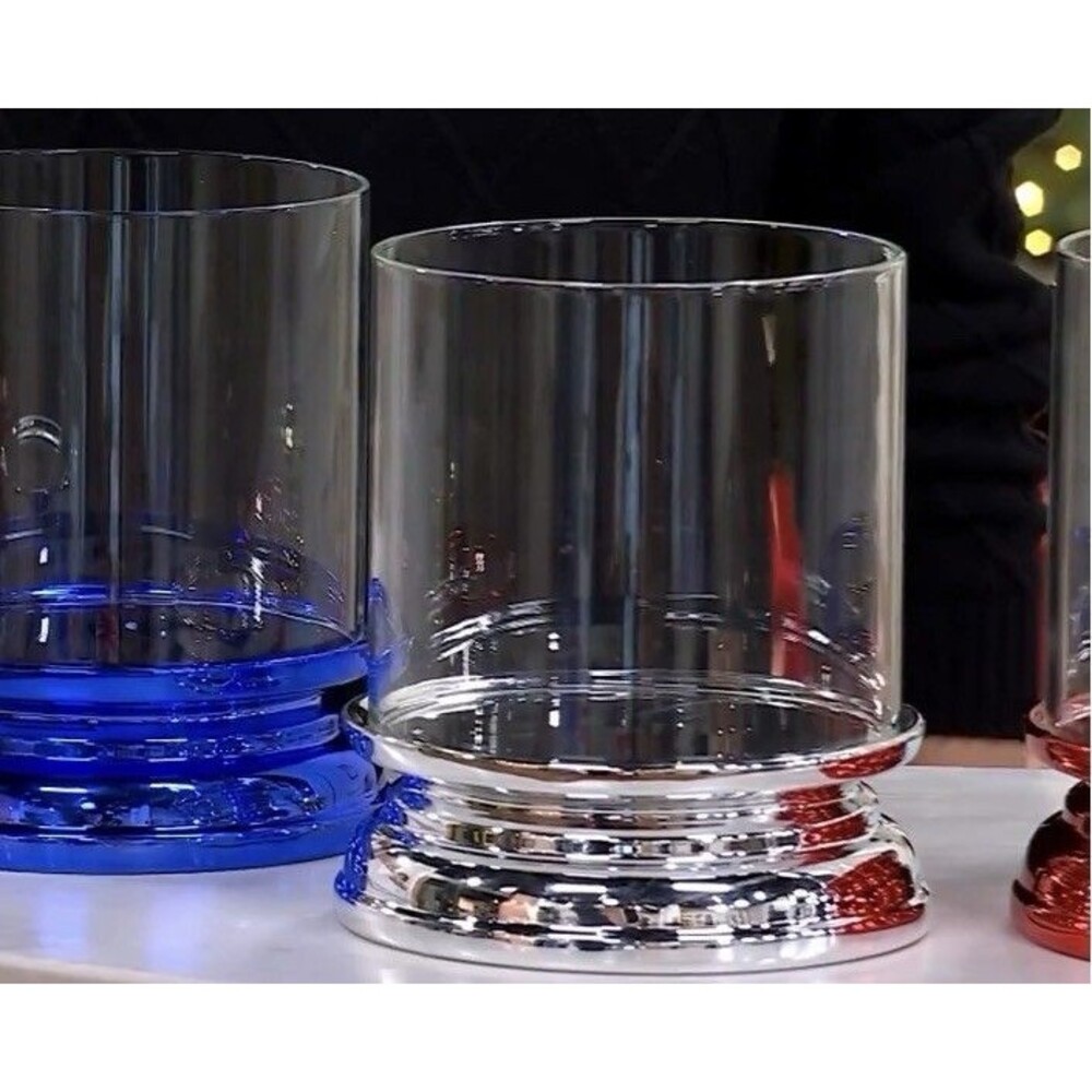 HomeWorx by Slatkin + Co. Everyday Candle Hurricane Glass w/ Silver Pedestal